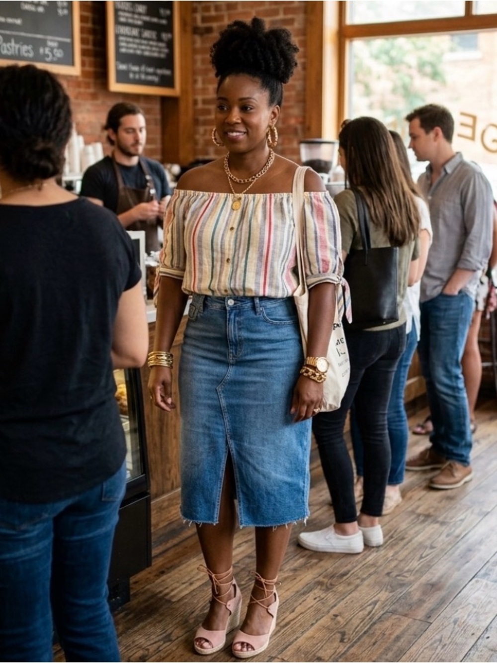 Unique Spectrum Pastel Striped Button-Front Top